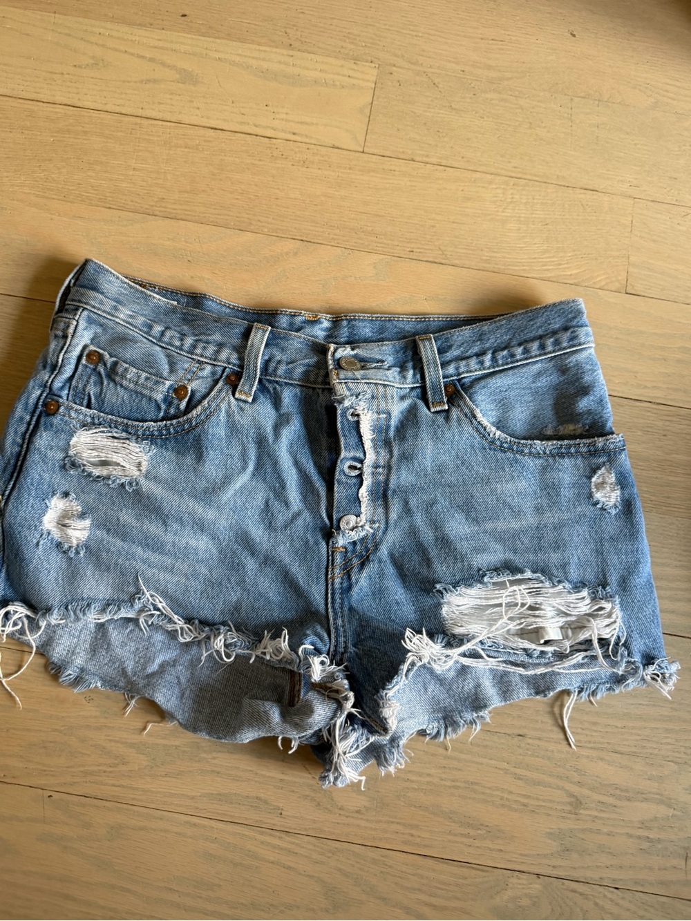 Levi's Light Blue Distressed Cutoff Denim Shorts